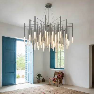 Lustre suspendu design à tubes lumineux