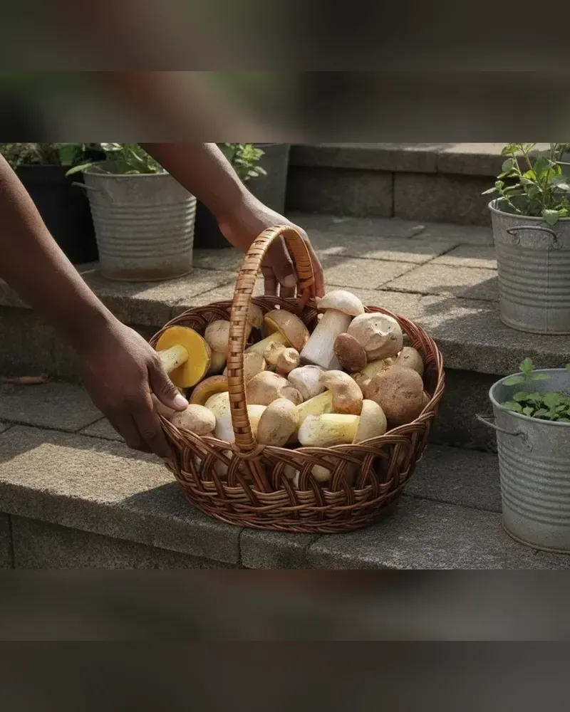 Panier de champignons frais