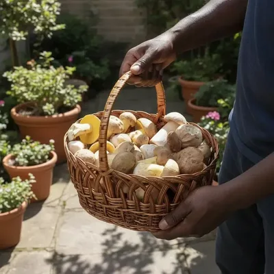 Panier de champignons frais