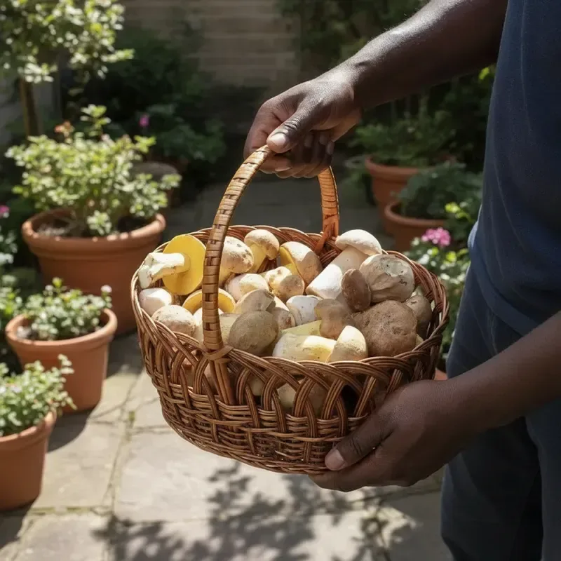 Panier de champignons frais
