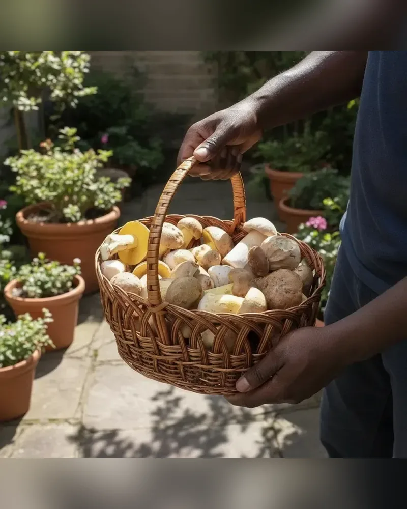 Panier de champignons frais
