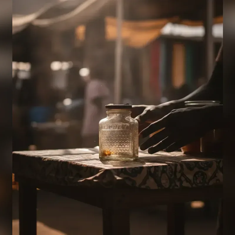 Ancien petit pot en verre à miel