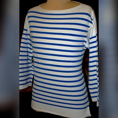 Tee-shirt manches longues rayé blanc et bleu