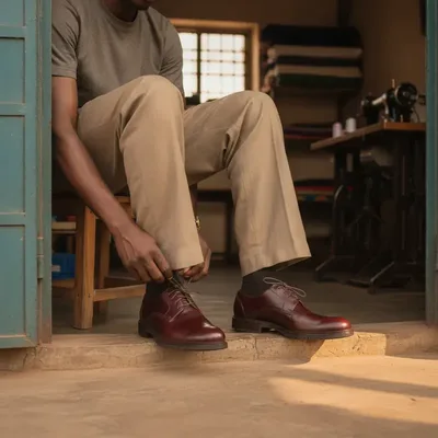 Chaussures homme en cuir bordeaux à lacets