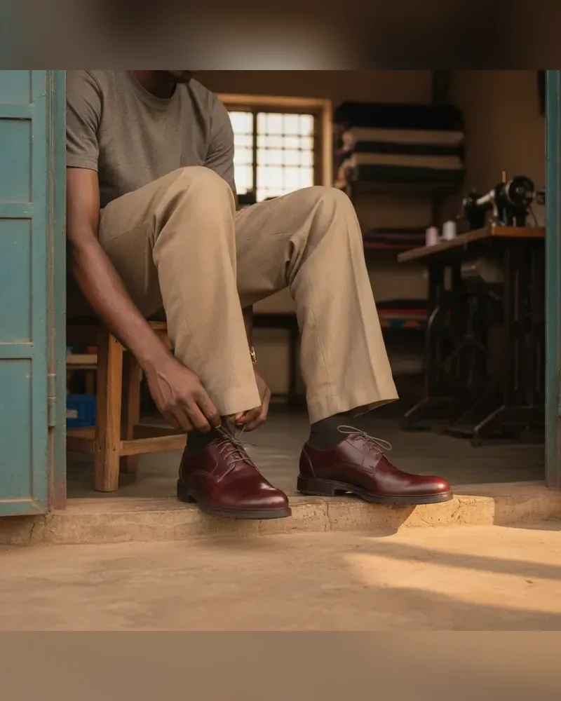 Chaussures homme en cuir bordeaux à lacets