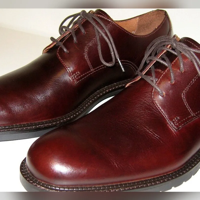 Chaussures homme en cuir bordeaux à lacets