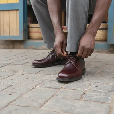 Chaussures homme en cuir bordeaux à lacets