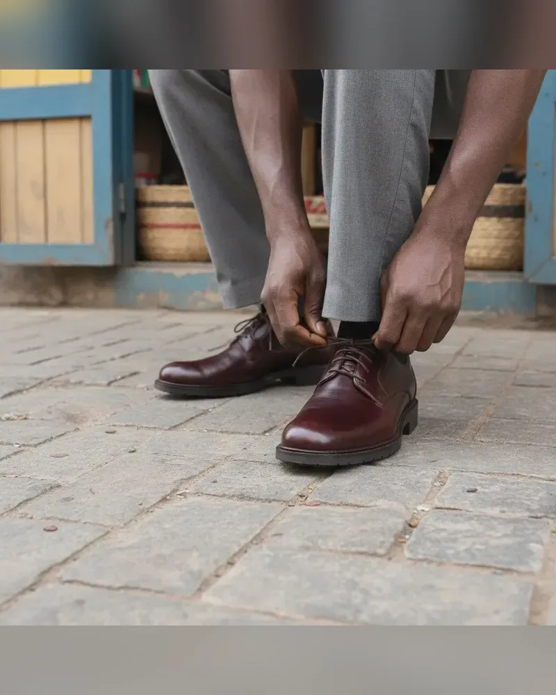 Chaussures homme en cuir bordeaux à lacets
