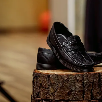 Mocassins noirs en cuir